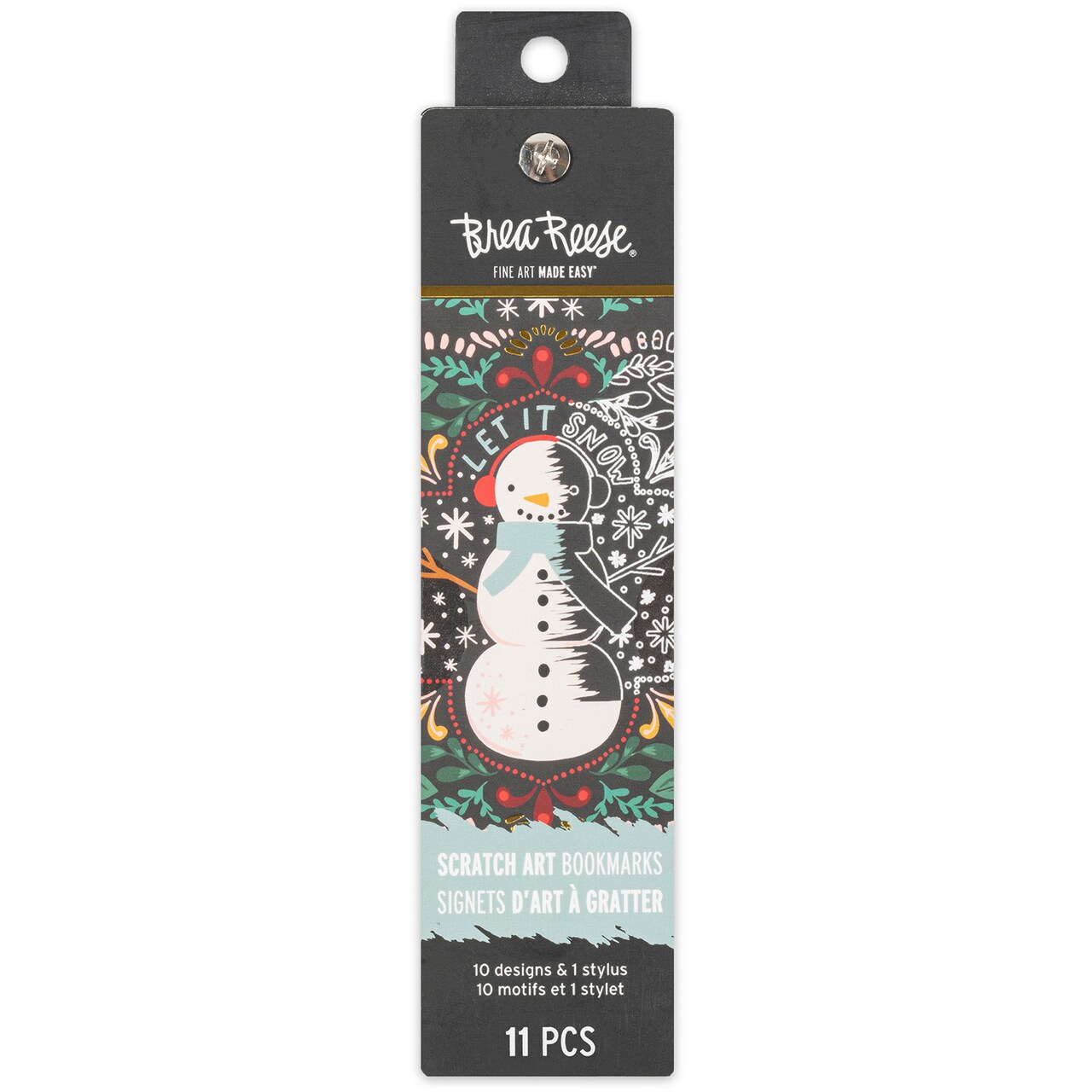 Brea Reese: Scratch Art Bookmark Kit - Holiday Motifs - 10 Bookmarks, Metallic Guided Art, Holiday-Themed, Family-Friendly, Calming Adult Craft Kit